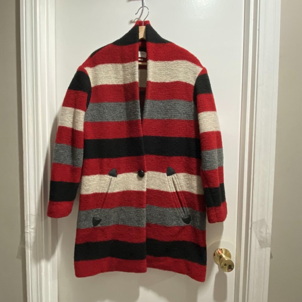 Isabel Marant Wool Striped O Silhouette Quiet luxury 90s Preppy Jacket S 36 4/6